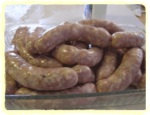Sausages on a serving dish